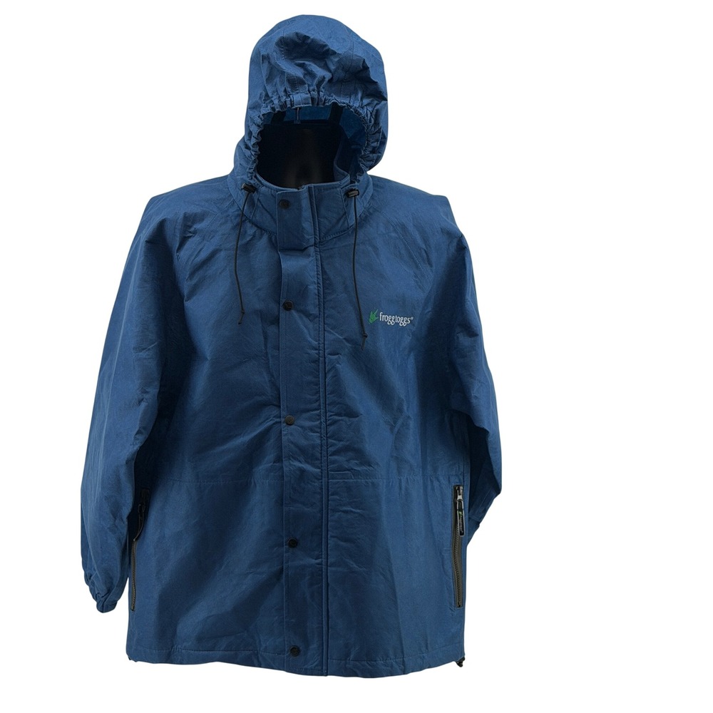 Frogg Toggs Rain Jacket Sz S Blue Waterproof Hooded Full Zip Outdoor Lightweight